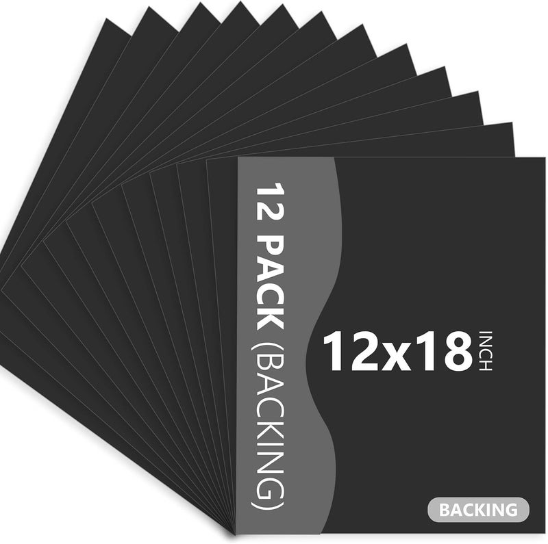 Somime 12 Pack Backing Boards Only - 12x18 Uncut Black Mats Matboards, Acid Free Backerboards, Ideal for Photos/Pictures/Prints/Frames/Arts - Image 1